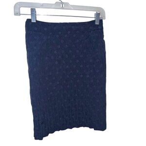 Holly & Whyte By Lindex Navy Textured Polka Dot Skirt With Side Zipper And Butto